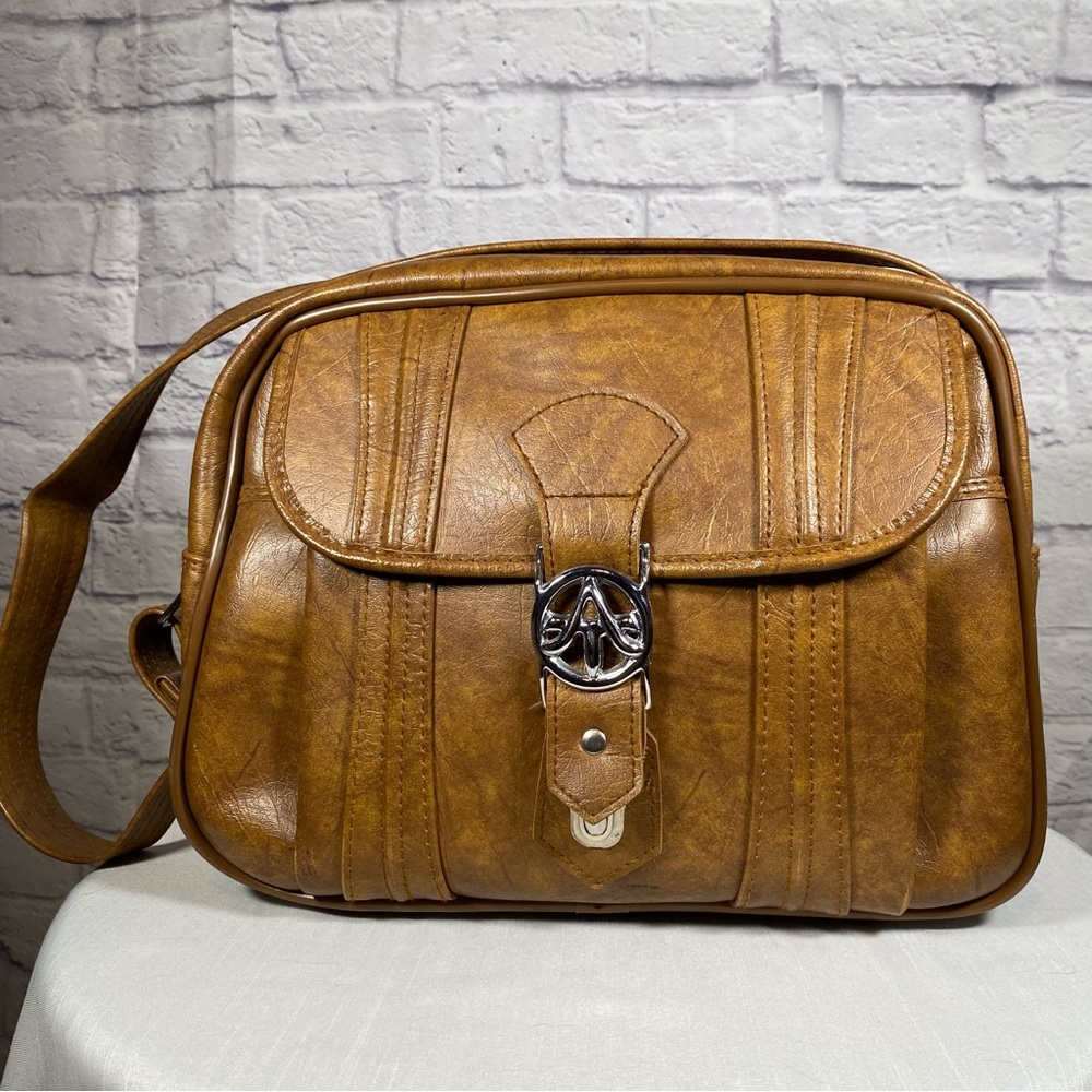 Vintage American Tourister Brown Vinyl Escort Travel Shoulder Bag